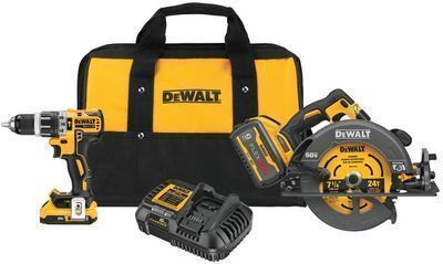 DeWALT Flexvolt 60V Brushless 7-1/4 Circular Saw + 1/2 Hammer Drill Combo Kit