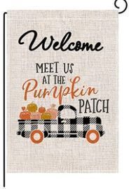 Autumn Pumpkin Buffalo Check Garden Flag