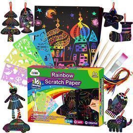 ZMLM 107 Pcs Rainbow Magic Scratch Paper Art Set
