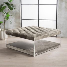 35x35 Massimo Grey Square Ottoman by Noble House