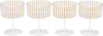 Sugar and Cloth Gold Stripe Plastic Coupe 4-Pc. Set