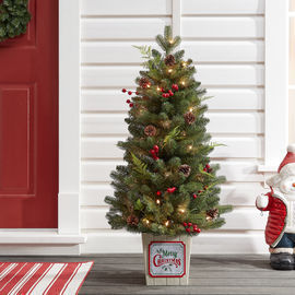 Holiday Time Pre-lit Incandescent Potted Pine Christmas Tree