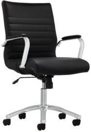 Realspace Modern Comfort Winsley Bonded Leather Mid-Back Manager's Chair, Black/Silver