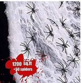 Stretchable Spider-Web Decor w/ 50 Plastic Spiders