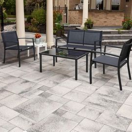 4-Piece Walnew Metal Patio Conversation Furniture Set