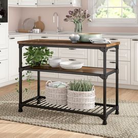 Delesha Multifunction Prep Table w/ Wood Top