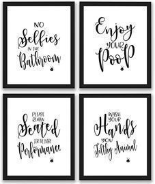 Set of 4 Bathroom Quotes and Sayings Art Prints