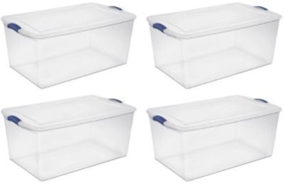 Sterilite 105 Qt. Latch Box Stadium Blue - Set of 4