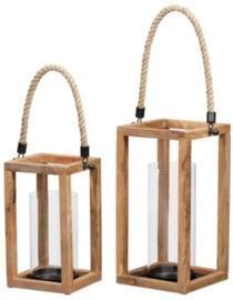 StyleWell Natural Mango Wood Lanterns - Set of 2