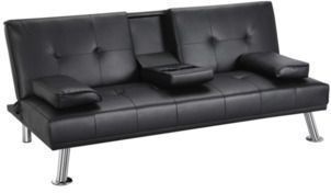 LuxuryGoods Leather Futon w/ Cup Holders