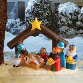 Christmas Nativity Scene Under Stable Decoration Inflatable
