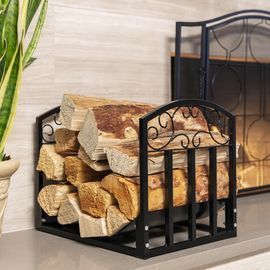 Wrought Iron Firewood Log Stacking Storage Rack Accessory