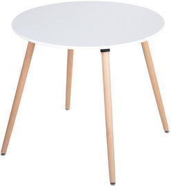 FurnitureR White Rookie Dining Table w/ Beech Wood Legs