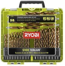 Ryobi 58pc Titanium Coated Drill Bit Set