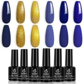 Beetles Blue & Gold Glitter Gel Polish Set- 6 Colors