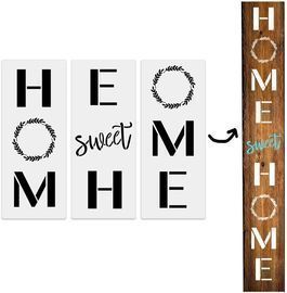 3Pcs Home Sweet Home Large Vertical Stencils for Porch Sign