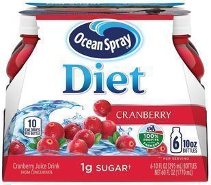 6 Pack of Ocean Spray Diet Cranberry Juice Drink, 10oz Bottles