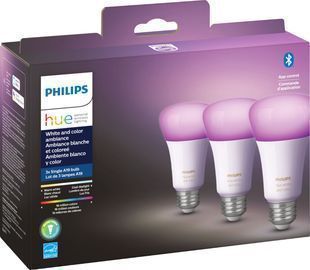 3-Pack Philips Hue White & Color Ambiance A19 Bluetooth LED Smart Bulbs (Multicolor)
