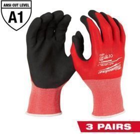 X-Large Red Nitrile Level 1 Cut Resistance Dipped Work Gloves, 3pk