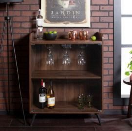 Walker Edison 30 Dark Walnut Glass Door Bar Cabinet