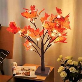 24 LED Lighted Fall Maple Tree Table Centerpiece Decor
