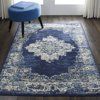 Nourison Grafix Center Medallion Navy Blue Area Rug