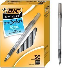 36 Count BIC Round Stic Grip Xtra Comfort Ballpoint Pens