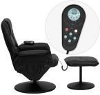 LeatherSoft Black Massage Recliner + Ottoman by Flash Furniture