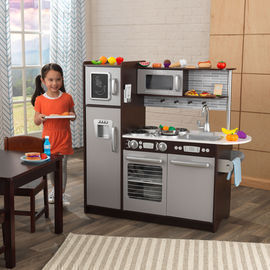 KidKraft Uptown Espresso Kitchen w/ 30 Piece Play Food Accessory Set