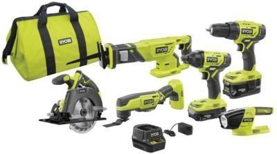 Ryobi ONE+ P1819 18-Volt Lithium-Ion Cordless 6-Tool Combo Kit