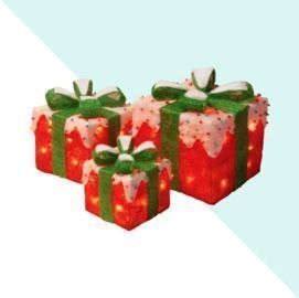 3pc Gift Box Christmas Decoration Lighted Display Set