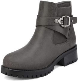 DREAM PAIRS Low Stacked Heel Combat Ankle Booties