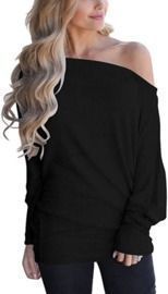 Off Shoulder Long Sleeve Oversized Pullover Sweater