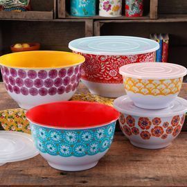 10pc The Pioneer Woman Traveling Vines Melamine Mixing Bowl Set