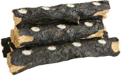 SEI Furniture Resin Tealight Faux Log Candle Holder
