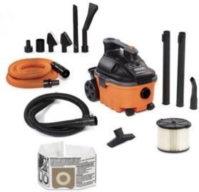 RIDGID 4 Gal. 5.0-Peak HP Portable Wet/Dry Shop Vac w/ Filter, Hose, Accessories & More