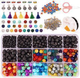 740+pcs Lava Beads Kit with 7 Color Chakra Beads