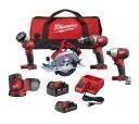 M18 Lithium-Ion 18V Cordless Combo Kit (5-Tool) w/ 2 Batteries, Charger & Tool Bag