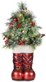 Santa Boots w/ Pre-Decorated Christmas Greenery & Lights