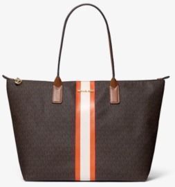 MICHAEL KORS Large Logo Stripe Tote Bag