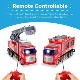 2-Pack Remote Control RC Fire Trucks w/ LED Lights