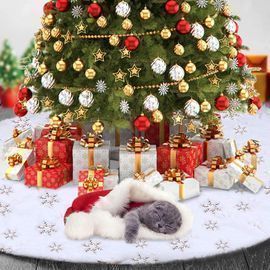 48 Large Snowy White Christmas Tree Skirt