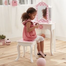 Teamson Kids Polka Dot Prints Gisele Vanity Table & Stool
