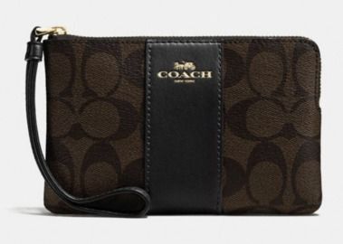 COACH Corner Zip Wristlet In Signature Canvas