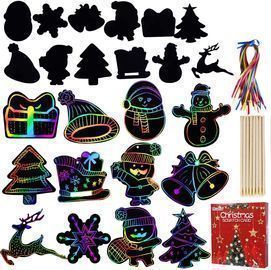 Max Fun Rainbow Color Scratch Christmas Ornaments (96 Count)