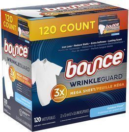Bounce WrinkleGuard Mega Dryer Sheets, 120 Count