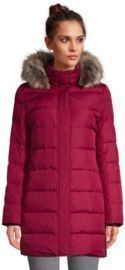 Women's Winter Long Down Coat with Faux Fur Hood