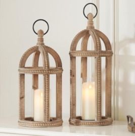 Home Decorators Collection Antiqued Wood Lanterns - Set of 2