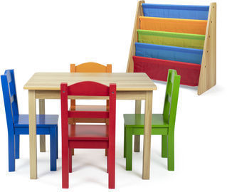 Kids Book Rack, 5pc Table & Chair Set