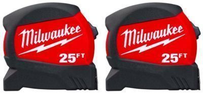 25' x 1.2 Compact Wide Blade Tape Measure - 2 Pack